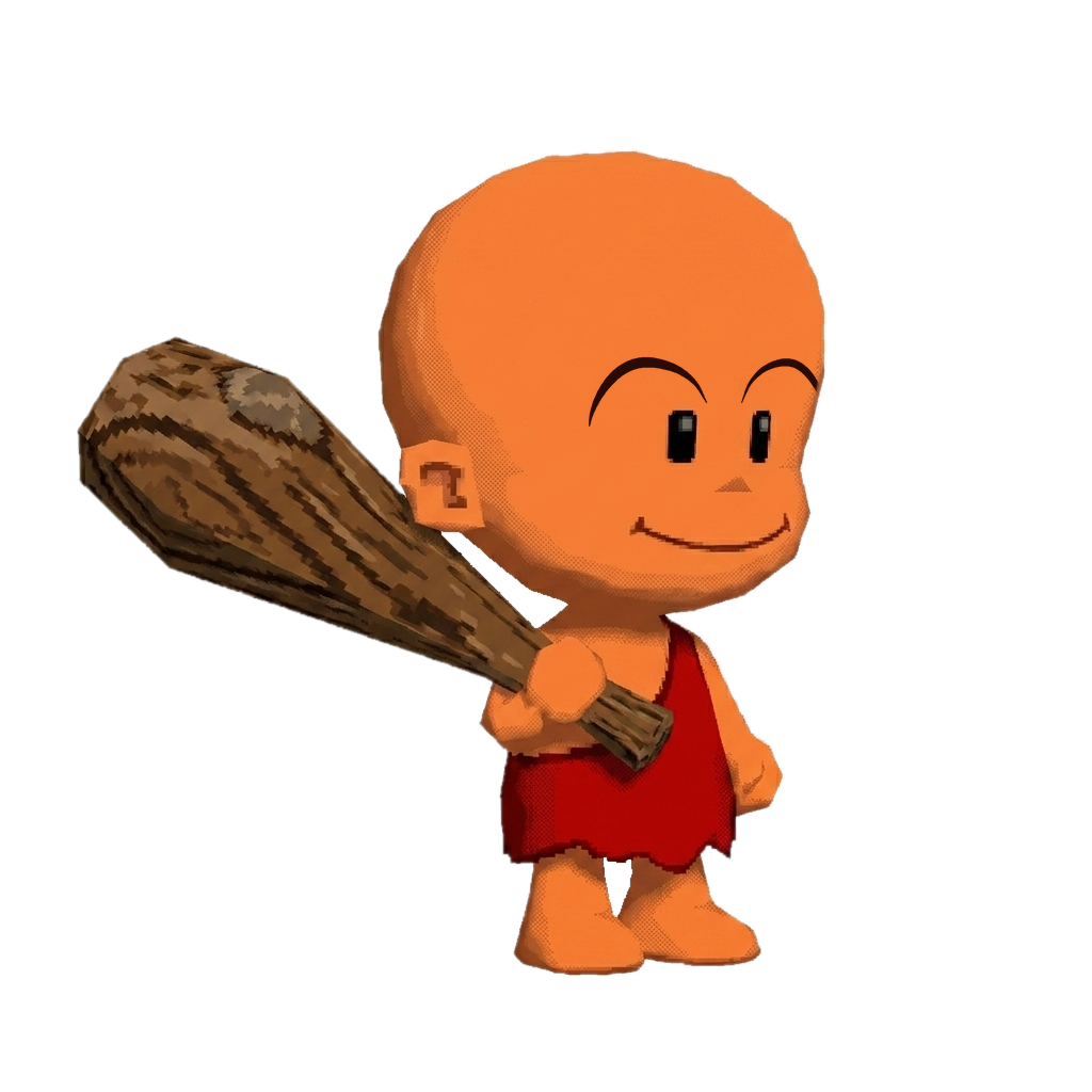 BONK the cave-baby holding a wooden club